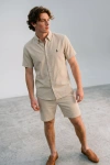 Erkek Premium Linen (Keten) Regular Fit 3lü Kombin Set - Bej