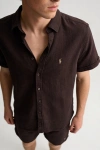 Erkek Premium Linen (Keten) Regular Fit 3lü Kombin Set - Kahverengi
