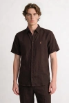 Erkek Premium Linen (Keten) Regular Fit 3lü Kombin Set - Kahverengi