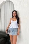 Askılı Dekolte detaylı crop - Açık Mavi