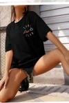 Baskılı Kadın T-shirt - Siyah