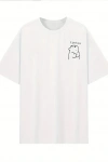 [Günlük T-Shirt] Hafif Kadın Günlük T-Shirt | Bol Kesim, Kısa Kollu, Yuvarlak Yaka, Eğlenceli Karikatür Ayı ve Umrumda Değil Baskı - Günlük Stil, İlkbahar/Yaz- Beyaz