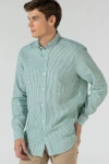 Çizgi Desenli %100 Pamuk Erkek Gömlek Mint Yeşil Beyaz