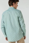 Çizgi Desenli %100 Pamuk Erkek Gömlek Mint Yeşil Beyaz