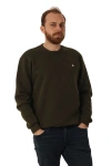 Erkek Bisiklet Yaka Regular Kalıp Logolu Sweatshirt Haki
