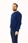 Erkek Bisiklet Yaka Regular Kalıp Logolu Sweatshirt Mavi
