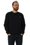 Erkek Bisiklet Yaka Regular Kalıp Logolu Sweatshirt Siyah