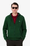 Erkek Fermuarlı Double Face Pike Kapüşonlu Polar Sweatshirt Haki Yeşil