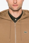 Erkek Fermuarlı Double Face Pike Kapüşonlu Polar Sweatshirt Kahverengi