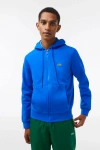 Erkek Fermuarlı Double Face Pike Kapüşonlu Polar Sweatshirt Saks Mavi
