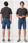 Erkek Hunter Casual Straight Leg Kot Şort - Mavi