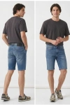 Erkek Hunter Casual Straight Leg Kot Şort - Mavi