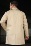 Erkek Kruvaze Yaka Regular Fit Gabardin Trençkot Krem