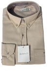 Erkek Lüks Gabardin Kumaş Regular Fit Düğmeli Yaka Gömlek - Bej