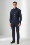 Erkek Lüks Gabardin Kumaş Regular Fit Düğmeli Yaka Gömlek - Lacivert