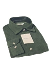 Erkek Lüks Kadife Kumaş Regular Fit Düğmesiz Yaka Gömlek - Yeşil