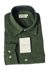 Erkek Lüks Kadife Kumaş Regular Fit Düğmesiz Yaka Gömlek - Yeşil