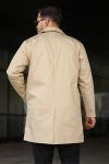 Erkek Kruvaze Yaka Regular Fit Gabardin Trençkot Bej