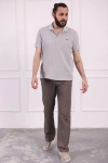 Erkek Pamuklu Keten Rahat Kesim Terletmez Kumaş Bağcıklı Pantolon Gri