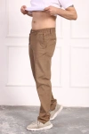Erkek Pamuklu Keten Rahat Kesim Terletmez Kumaş Bağcıklı Pantolon Kahve