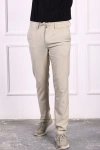 Erkek PES Viskon Kumaş Bağcıklı Rahat Pantolon Bej