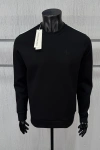 Erkek Regular Fit Armalı Double Face Kumaş Kolları Şeritli Sweatshirt Siyah