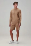 Erkek Regular Fit Bağcıklı Şort Kahverengi