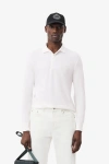 Erkek Regular Fit Uzun Kollu Beyaz Pike Paris Polo