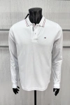 Erkek Regular Fit Uzun Kollu Pike Polo Yaka Armalı T-shirt Beyaz
