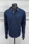 Erkek Regular Fit Uzun Kollu Pike Polo Yaka Armalı T-shirt Lacivert