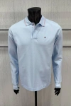 Erkek Regular Fit Uzun Kollu Pike Polo Yaka Armalı T-shirt Mavi