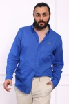 Erkek Regular Fit Yazlık Keten Gömlek Saks Mavisi