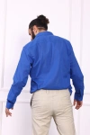 Erkek Regular Fit Yazlık Keten Gömlek Saks Mavisi