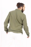 Erkek Regular Fit Yazlık Keten Gömlek Açık Haki