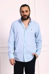 Erkek Regular Fit Yazlık Keten Gömlek Açık Mavi