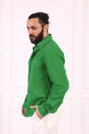 Erkek Regular Fit Yazlık Keten Gömlek Açık Yeşil