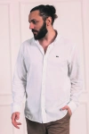 Erkek Regular Fit Yazlık Keten Gömlek Beyaz
