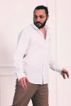 Erkek Regular Fit Yazlık Keten Gömlek Beyaz