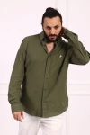 Erkek Regular Fit Yazlık Keten Gömlek Haki Yeşil