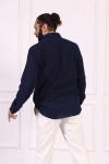 Erkek Regular Fit Yazlık Keten Gömlek Lacivert