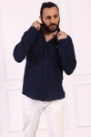 Erkek Regular Fit Yazlık Keten Gömlek Lacivert