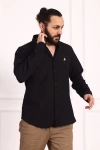 Erkek Regular Fit Yazlık Keten Gömlek Siyah