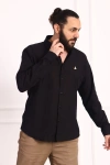 Erkek Regular Fit Yazlık Keten Gömlek Siyah