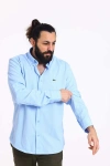 Erkek Regular Fit Non İron Buruşmaz Kumaş Likralı Gömlek Açık Mavi