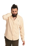 Erkek Regular Fit Non İron Buruşmaz Kumaş Likralı Gömlek Bej