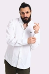 Erkek Regular Fit Non İron Buruşmaz Kumaş Likralı Gömlek Beyaz