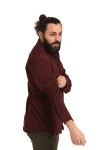 Erkek Regular Fit Non İron Buruşmaz Kumaş Likralı Gömlek Bordo