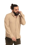Erkek Regular Fit Non İron Buruşmaz Kumaş Likralı Gömlek Vizon
