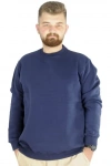 Erkek Büyük Beden Sweatshirt Bisiklet Yaka Basic İndigo