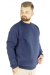 Erkek Büyük Beden Sweatshirt Bisiklet Yaka Basic İndigo
